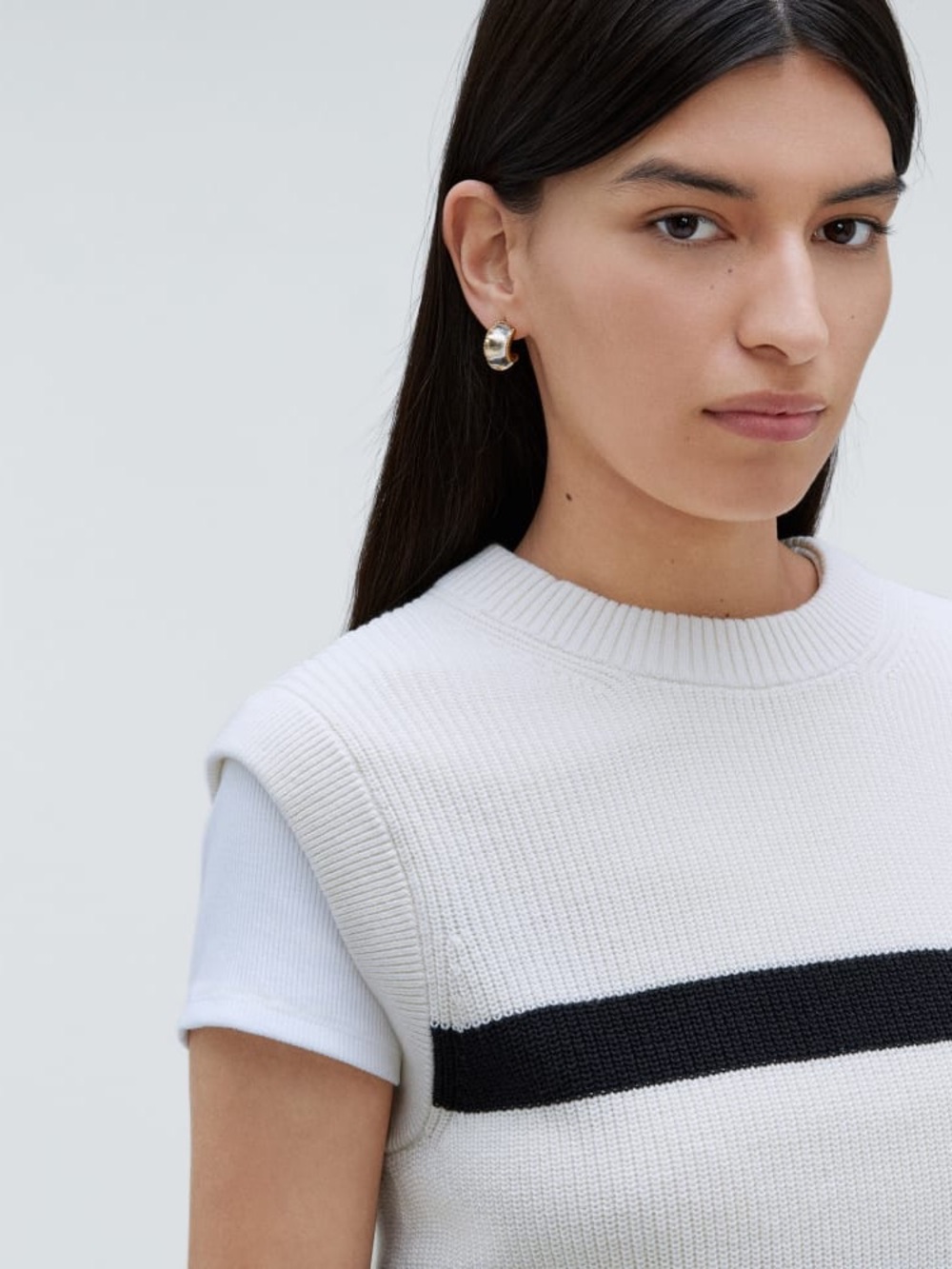 Everlane THE COTTON SUMMER SWEATER TANK Size M Black striped - Picture 10 of 11